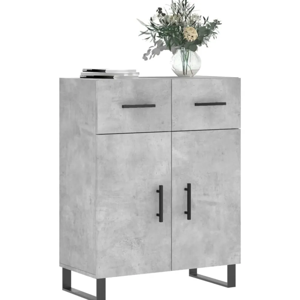 vidaXL Armarios Y Almacenamiento-Aparador de madera de ingeniería gris hormigón 69,5x34x90 cm