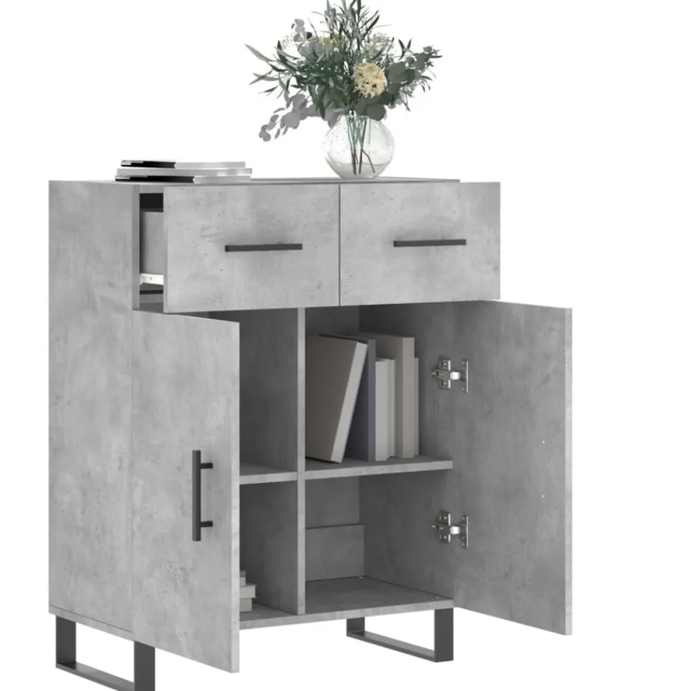 vidaXL Armarios Y Almacenamiento-Aparador de madera de ingeniería gris hormigón 69,5x34x90 cm
