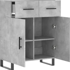 vidaXL Armarios Y Almacenamiento-Aparador de madera de ingeniería gris hormigón 69,5x34x90 cm