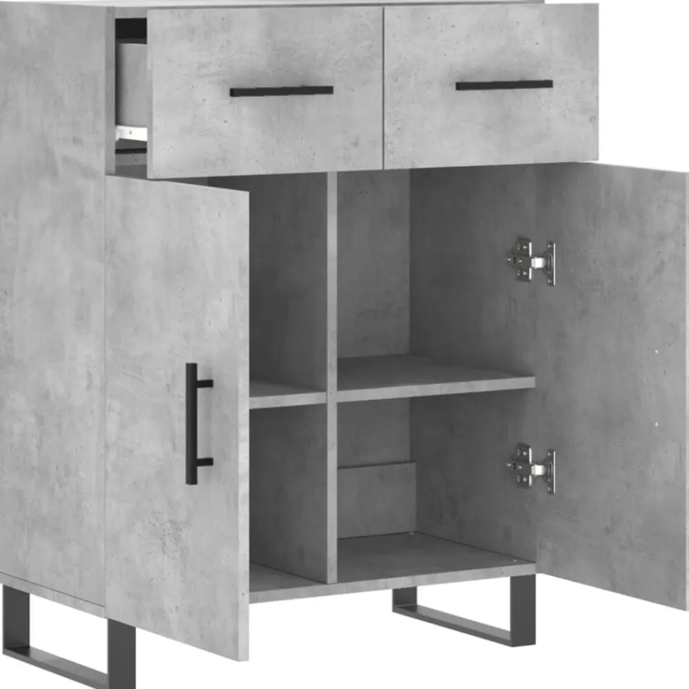 vidaXL Armarios Y Almacenamiento-Aparador de madera de ingeniería gris hormigón 69,5x34x90 cm