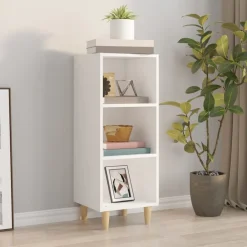 vidaXL Aparador de madera contrachapada 34,5x32,5x90 cm Blanco Outlet