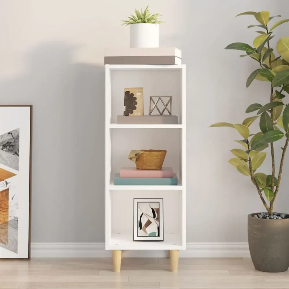 vidaXL Aparador de madera contrachapada 34,5x32,5x90 cm Blanco Outlet