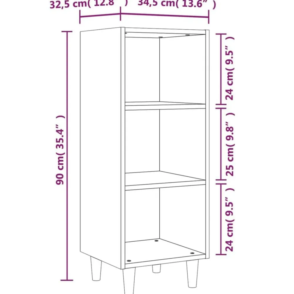 vidaXL Aparador de madera contrachapada 34,5x32,5x90 cm Blanco Outlet