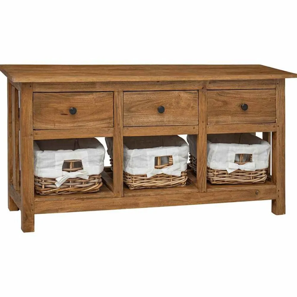 vidaXL Aparador de madera maciza de caoba 100x30x50 cm Clearance