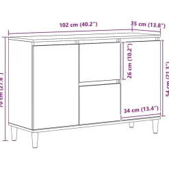 vidaXL Armarios Y Almacenamiento-Aparador de madera de ingeniería 102x35x70 cm