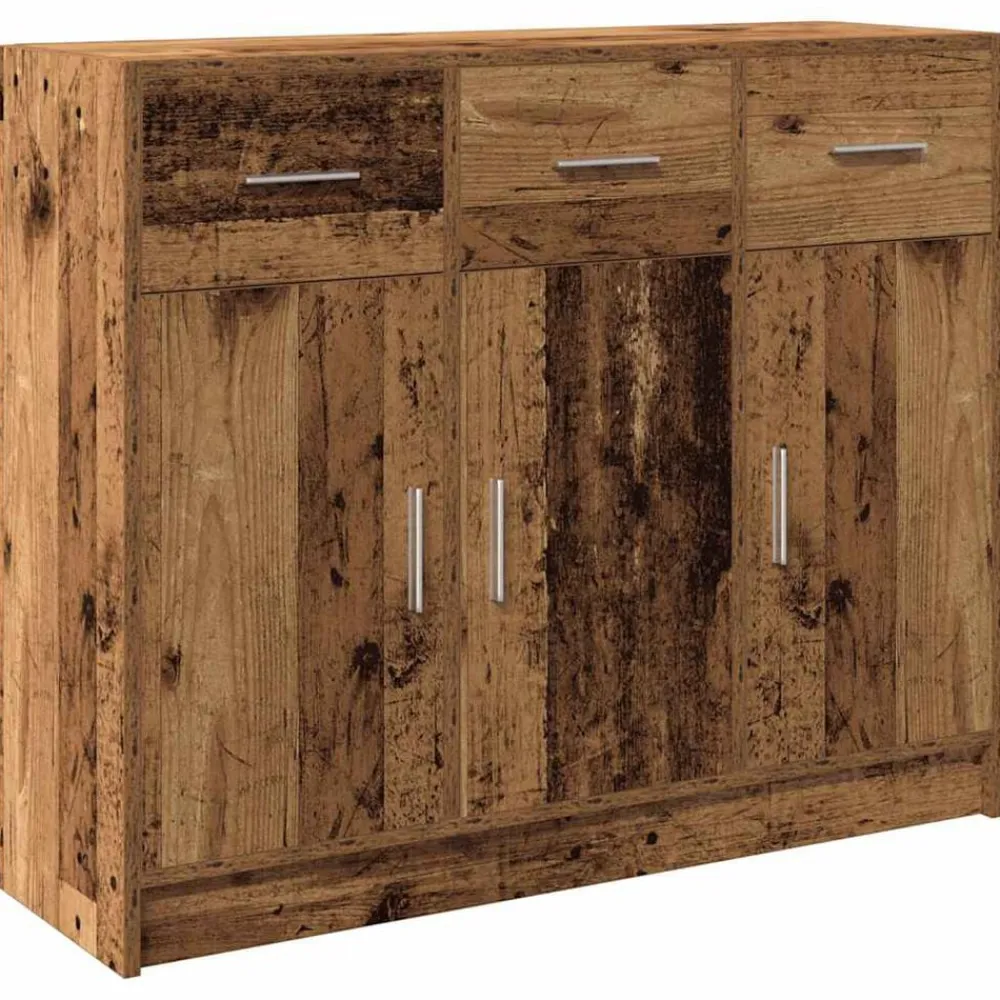 vidaXL Armarios Y Almacenamiento-Aparador de madera de ingeniería envejecida 91x28x75 cm