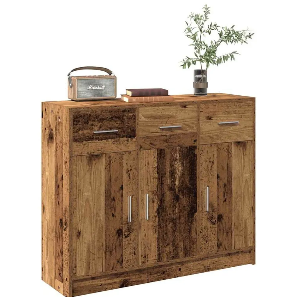 vidaXL Armarios Y Almacenamiento-Aparador de madera de ingeniería envejecida 91x28x75 cm