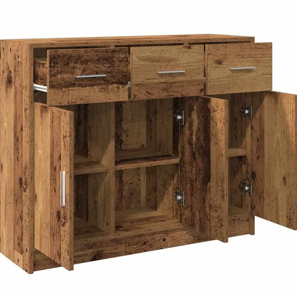 vidaXL Armarios Y Almacenamiento-Aparador de madera de ingeniería envejecida 91x28x75 cm