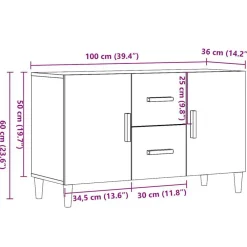 vidaXL Aparador de madera de ingeniería envejecida 100x36x60 cm Madera antigua Sale
