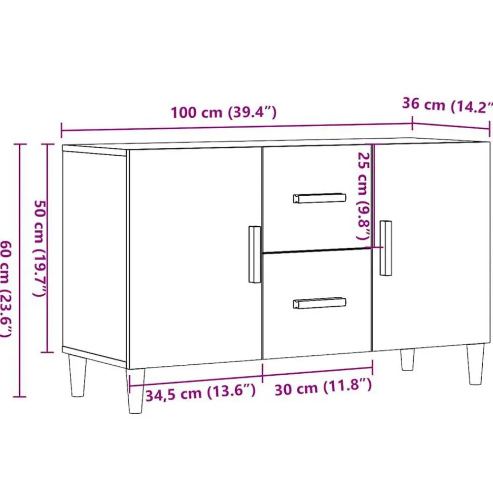 vidaXL Aparador de madera de ingeniería envejecida 100x36x60 cm Madera antigua Sale