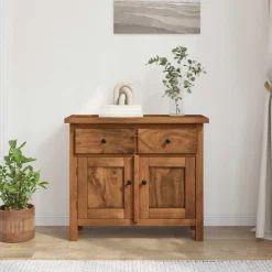 vidaXL Armarios Y Almacenamiento-Aparador de madera maciza de caoba 75x30x65 cm