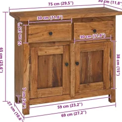 vidaXL Armarios Y Almacenamiento-Aparador de madera maciza de caoba 75x30x65 cm