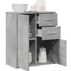 vidaXL Aparador de madera de ingeniería gris hormigón 60x31x70 cm Gris hormigón New