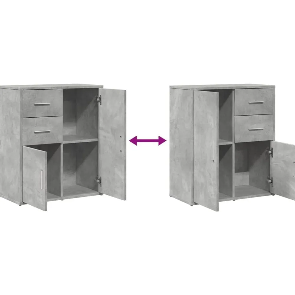 vidaXL Aparador de madera de ingeniería gris hormigón 60x31x70 cm Gris hormigón New