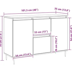 vidaXL Aparador de madera de ingeniería 101,5x35x70 cm Roble Sonoma New
