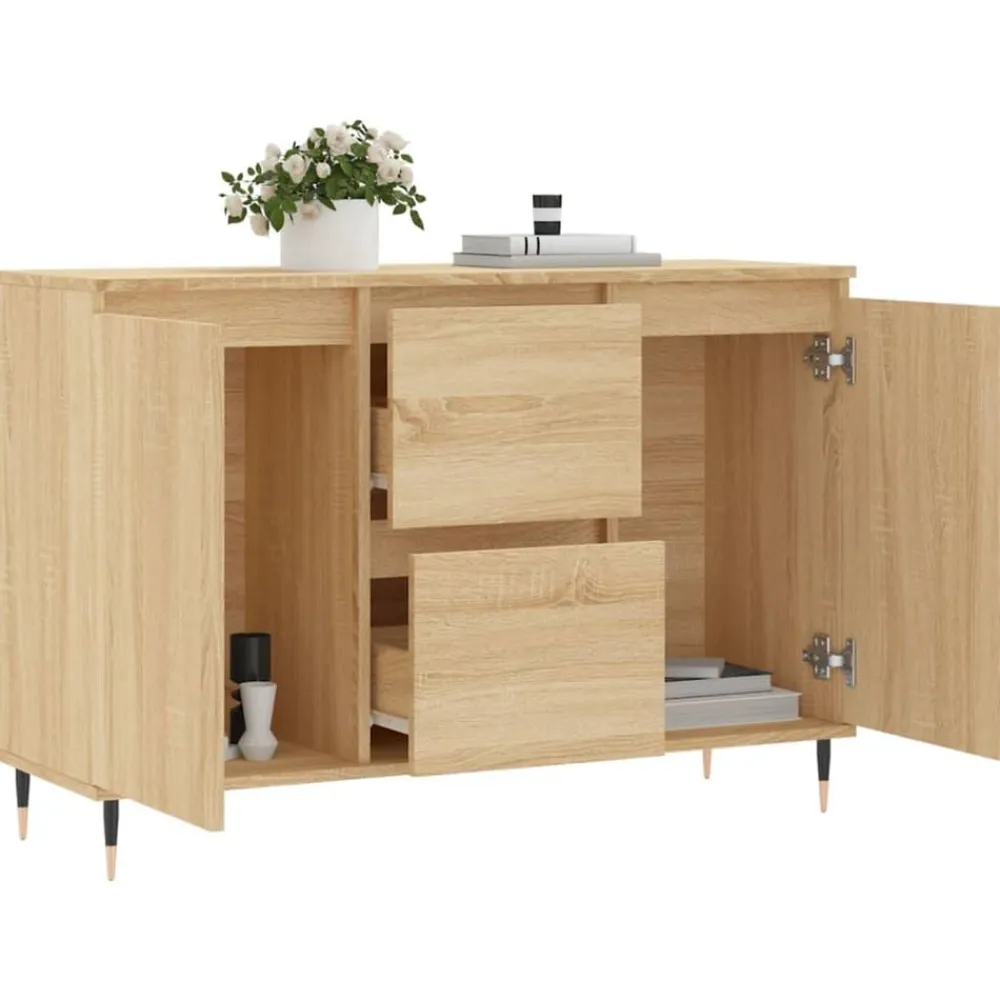 vidaXL Aparador de madera de ingeniería 101,5x35x70 cm Roble Sonoma New