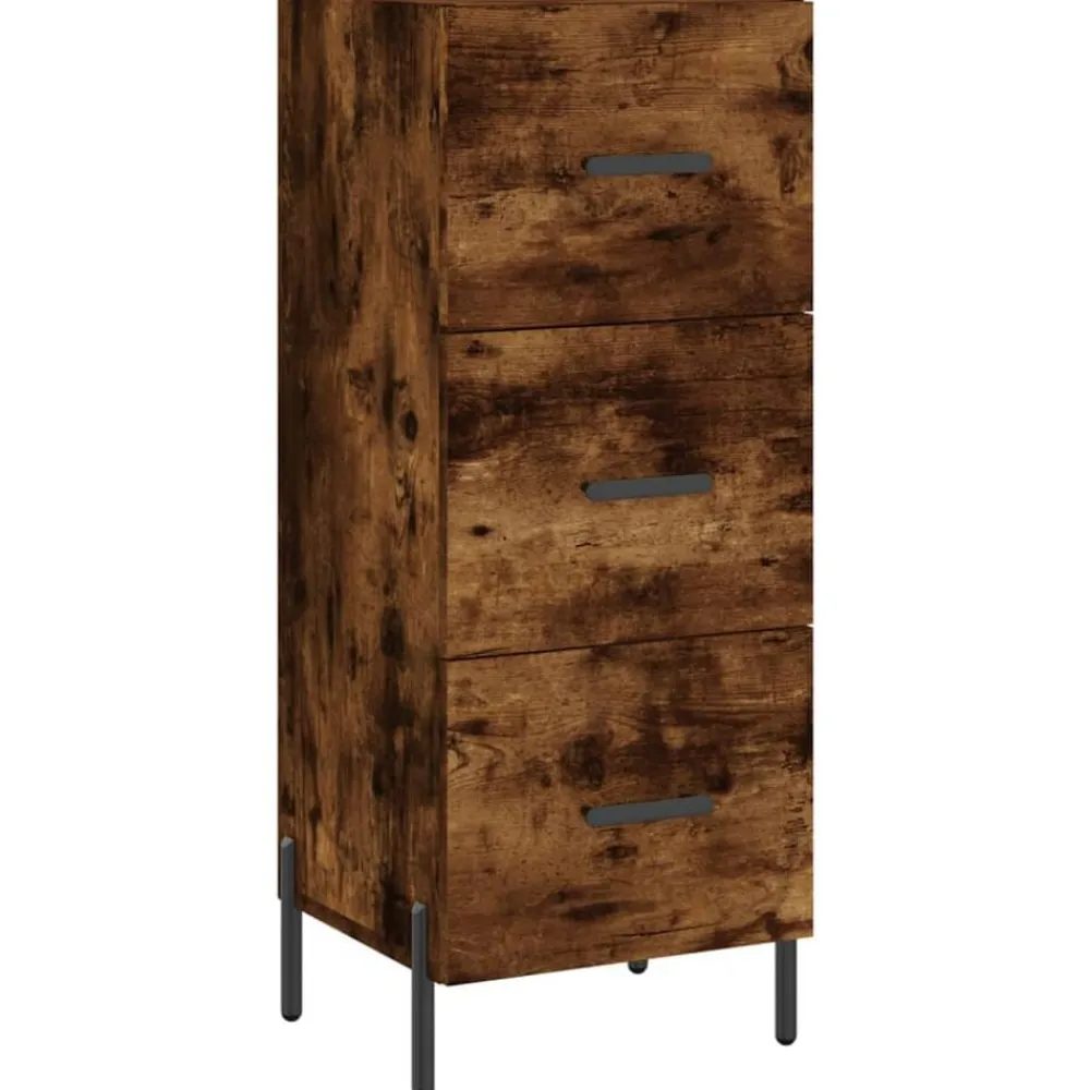 vidaXL Aparador de madera contrachapada 34,5x34x180 cm Roble ahumado