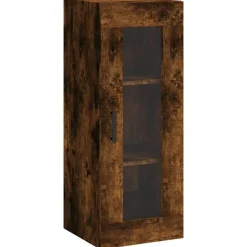 vidaXL Aparador de madera contrachapada 34,5x34x180 cm Roble ahumado