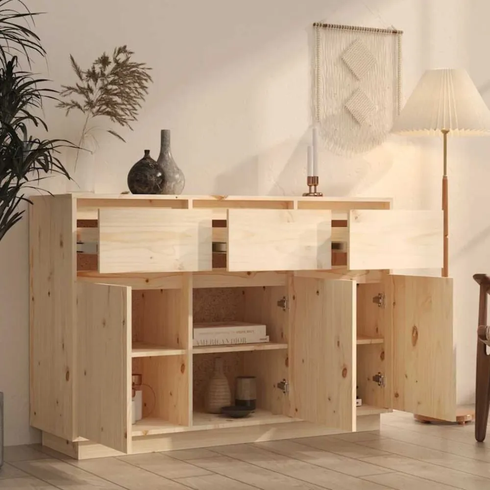 vidaXL Aparador de madera maciza de pino 111x36x75 cm Natural Hot