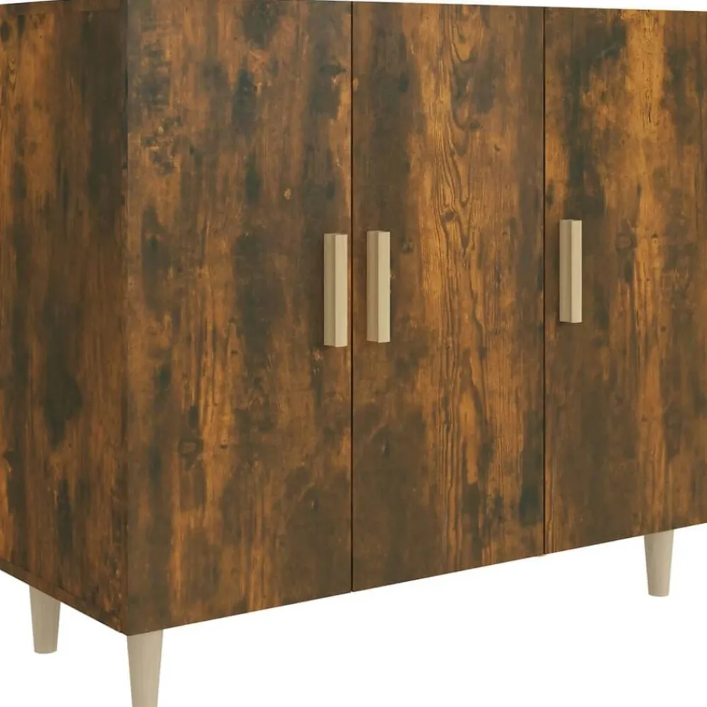 vidaXL Aparador de madera de ingeniería 90x34x80 cm Roble ahumado Sale
