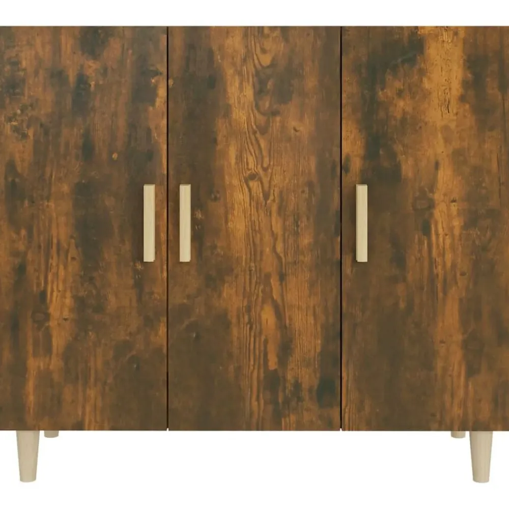 vidaXL Aparador de madera de ingeniería 90x34x80 cm Roble ahumado Sale