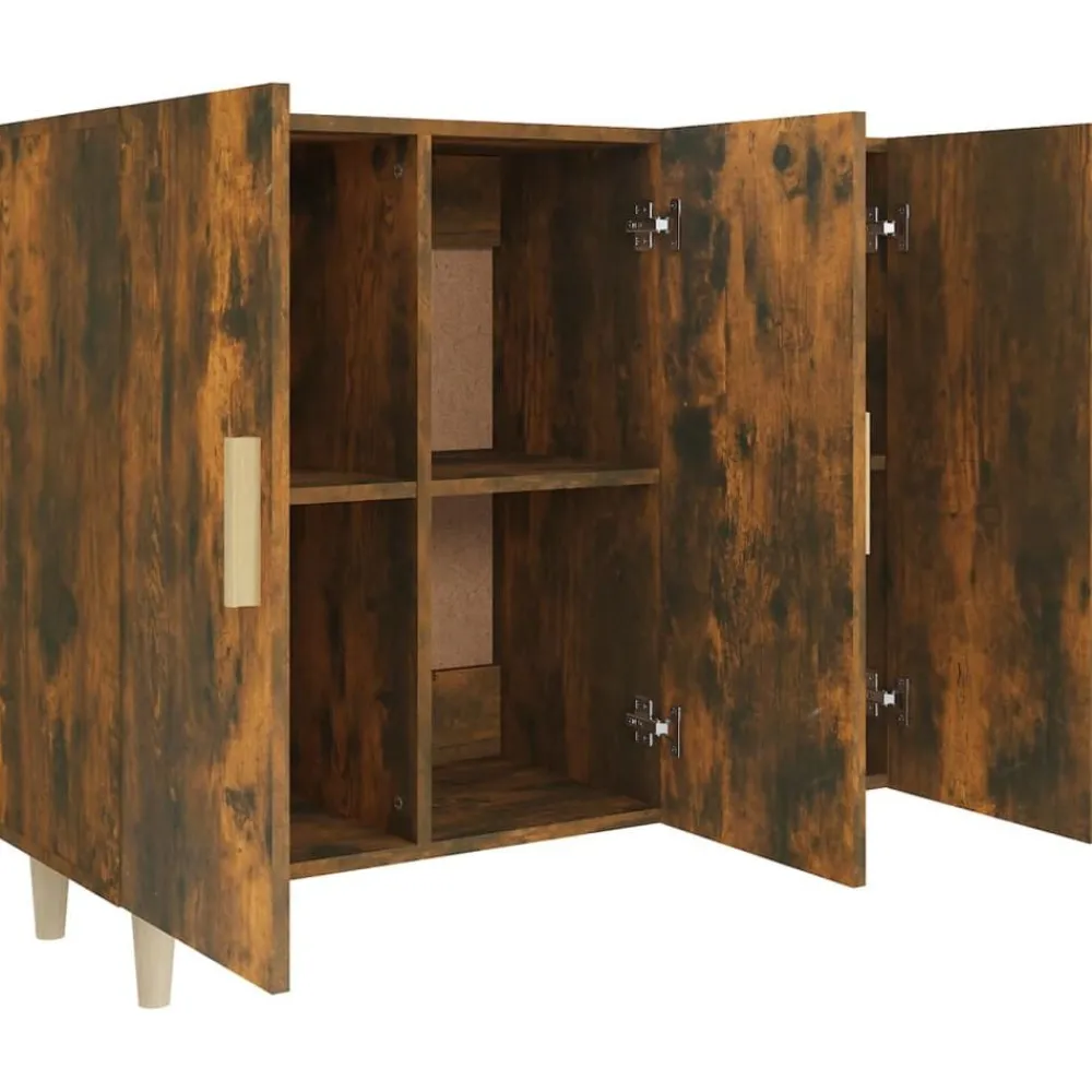 vidaXL Aparador de madera de ingeniería 90x34x80 cm Roble ahumado Sale