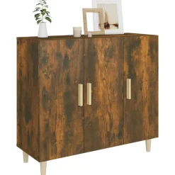 vidaXL Aparador de madera de ingeniería 90x34x80 cm Roble ahumado Sale