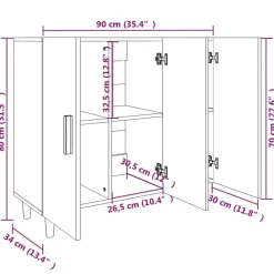 vidaXL Aparador de madera de ingeniería 90x34x80 cm Roble ahumado Sale