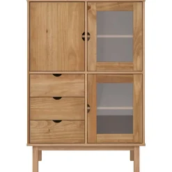 vidaXL Armarios Y Almacenamiento-Aparador de madera maciza de pino 85x43x125 cm