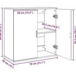 vidaXL Armarios Y Almacenamiento-Aparador de madera de ingeniería 79x38x80 cm
