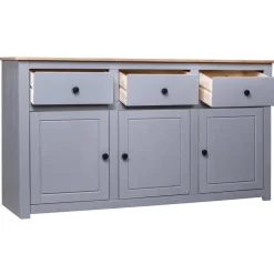vidaXL Armarios Y Almacenamiento-Aparador de madera maciza pino estilo Panamá 135x40x80 cm
