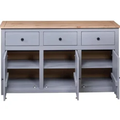 vidaXL Armarios Y Almacenamiento-Aparador de madera maciza pino estilo Panamá 135x40x80 cm