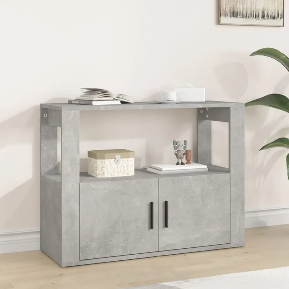 vidaXL Aparador de madera contrachapada gris hormigón 80x30x60 cm Gris hormigón Outlet