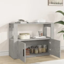 vidaXL Aparador de madera contrachapada gris hormigón 80x30x60 cm Gris hormigón Outlet