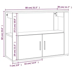 vidaXL Aparador de madera contrachapada gris hormigón 80x30x60 cm Gris hormigón Outlet
