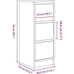 vidaXL Aparador de madera de 29,5x34x76 cm Roble negro Outlet