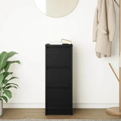 vidaXL Aparador de madera de 29,5x34x76 cm Roble negro Outlet