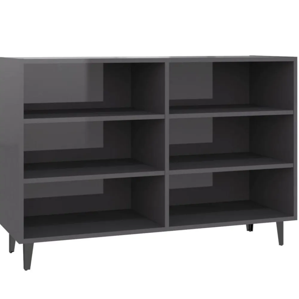 vidaXL Aparador de madera contrachapada 103,5x35x70 cm gris brillante Discount