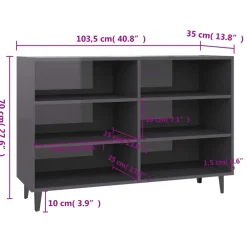 vidaXL Aparador de madera contrachapada 103,5x35x70 cm gris brillante Discount