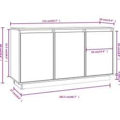 vidaXL Aparador de madera maciza de pino 111x34x60 cm Natural Online