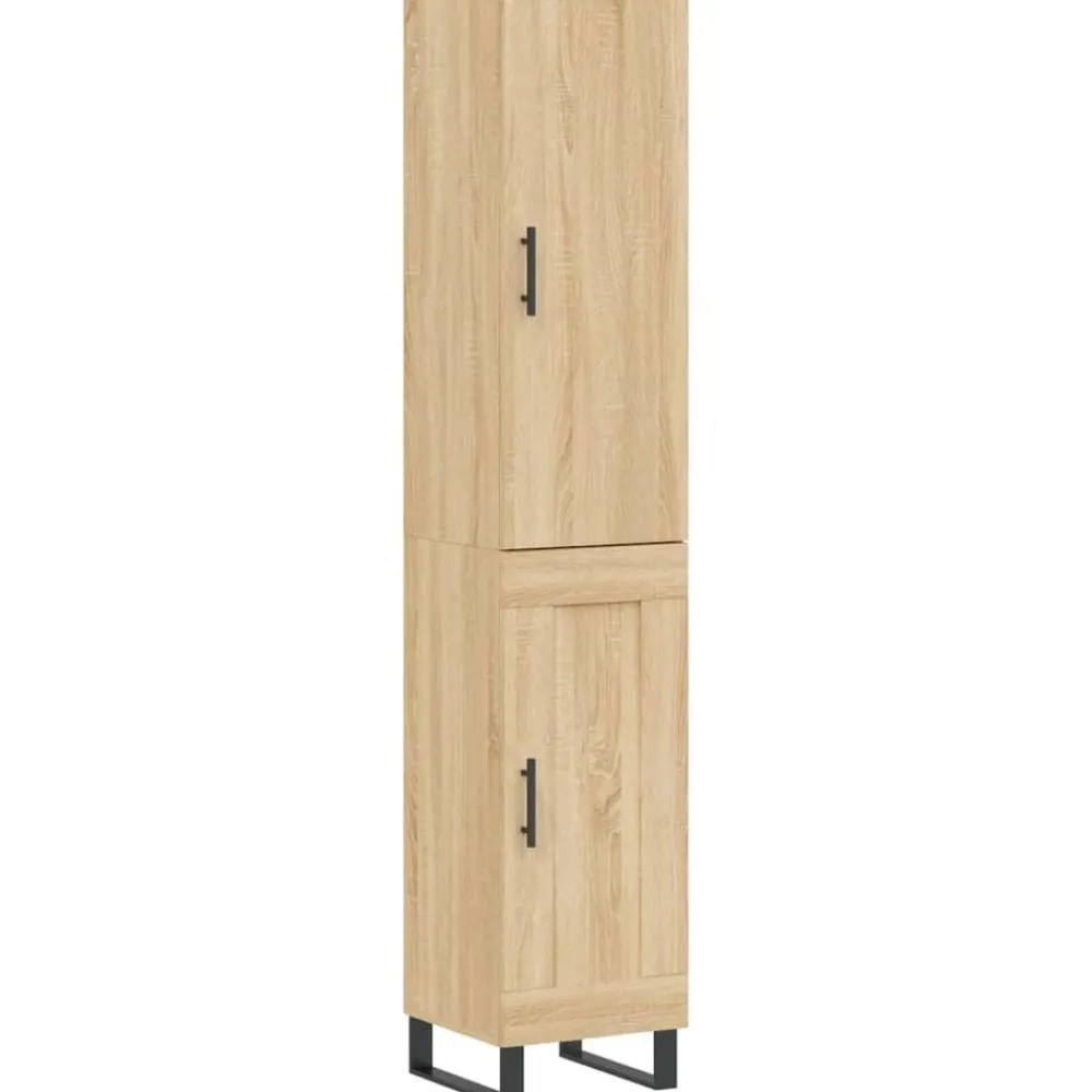 vidaXL Aparador de madera contrachapada 34,5x34x180 cm Roble Sonoma New