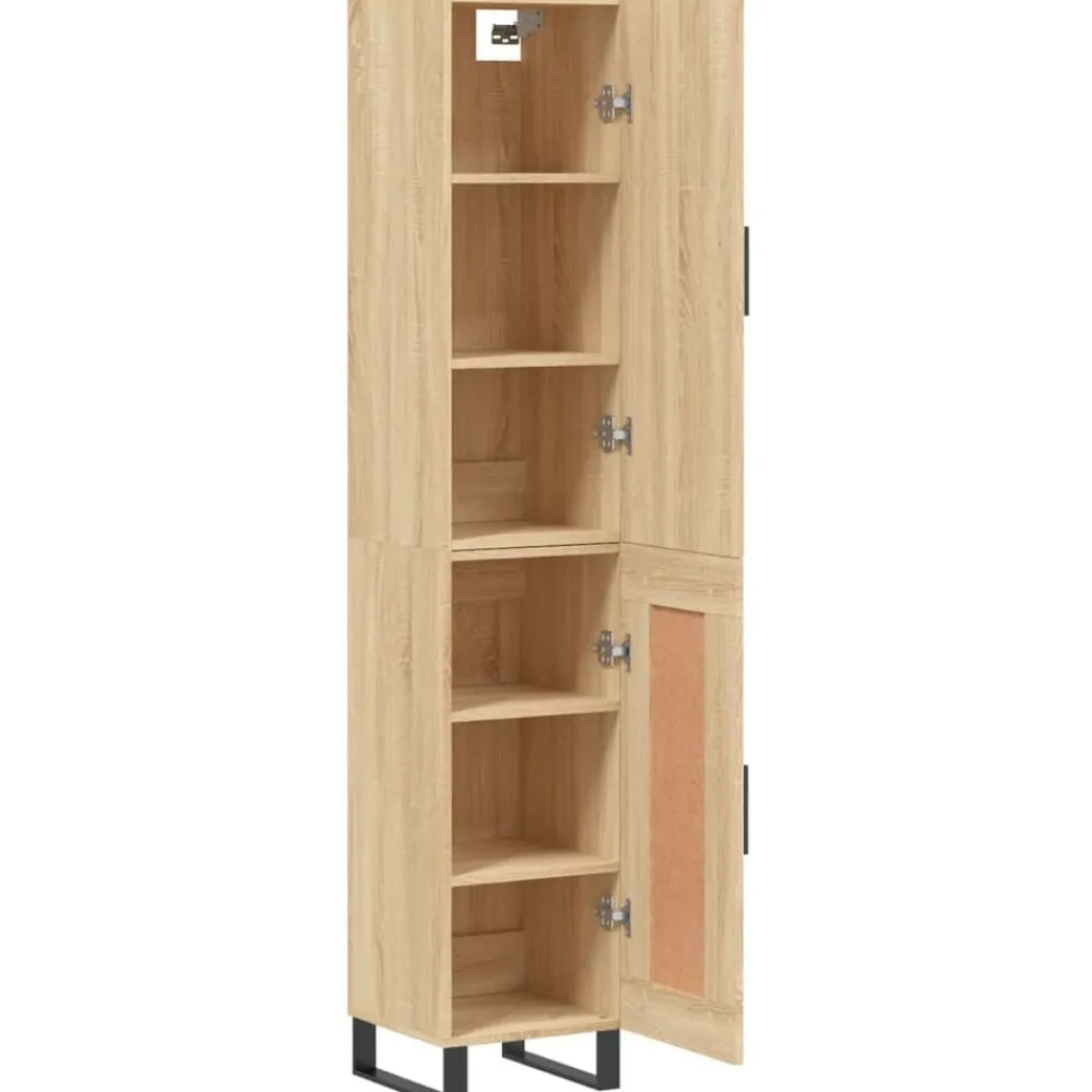 vidaXL Aparador de madera contrachapada 34,5x34x180 cm Roble Sonoma New