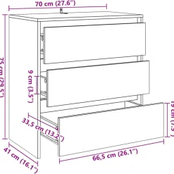 vidaXL Armarios Y Almacenamiento-Aparador de madera de ingeniería envejecida 70x41x75 cm