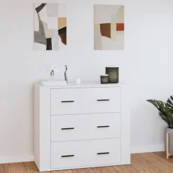 vidaXL Aparador de madera contrachapada 80x33x70 cm Blanco Best