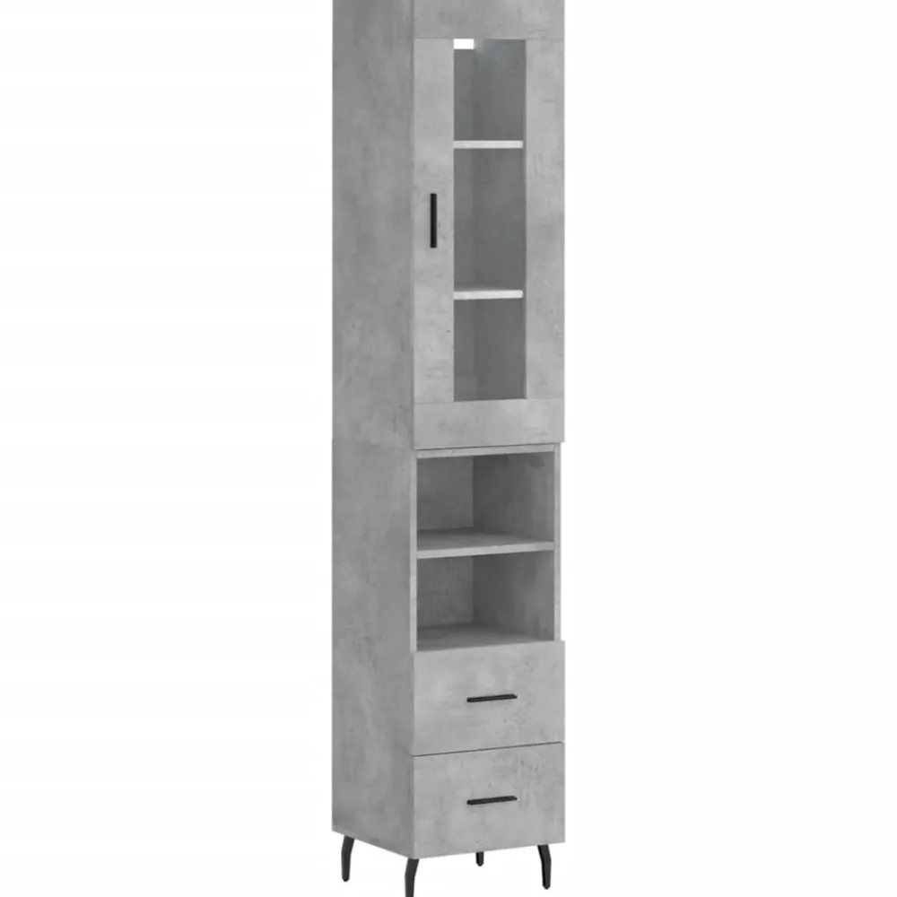 vidaXL Armarios Y Almacenamiento-Aparador de madera contrachapada gris hormigón 34,5x34x180 cm