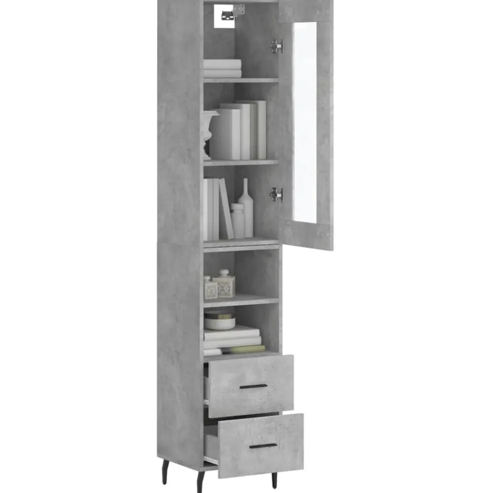 vidaXL Armarios Y Almacenamiento-Aparador de madera contrachapada gris hormigón 34,5x34x180 cm