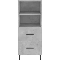 vidaXL Armarios Y Almacenamiento-Aparador de madera contrachapada gris hormigón 34,5x34x180 cm