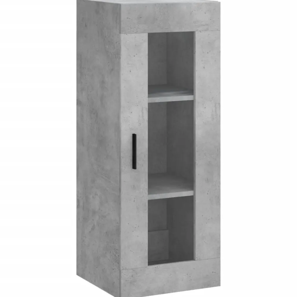vidaXL Armarios Y Almacenamiento-Aparador de madera contrachapada gris hormigón 34,5x34x180 cm