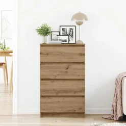 vidaXL Armarios Y Almacenamiento-Aparador de madera de ingeniería roble artisan 60x35x98,5 cm