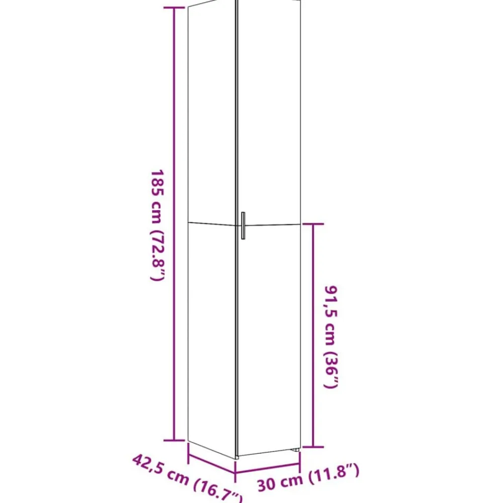 vidaXL Aparador de madera de ingeniería 30x42,5x185 cm Roble Sonoma Online